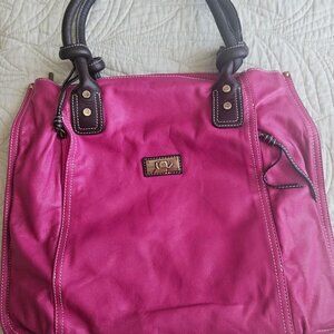 Avorio Italian Leather Tote – Brand New – Pink & Brown – Large 18”